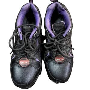 Skechers Women's Size 7 Wide Composition Toe Leather Work Shoes Black Purple